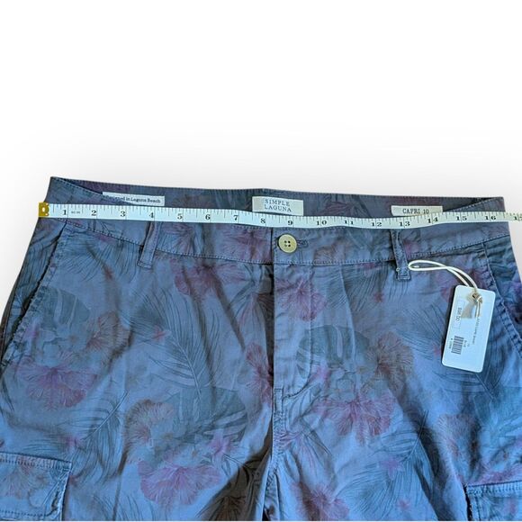 Simple Laguna Women Blue Capri Printed Shorts Size 10 NWT California Surf Beach - Picture 10 of 11